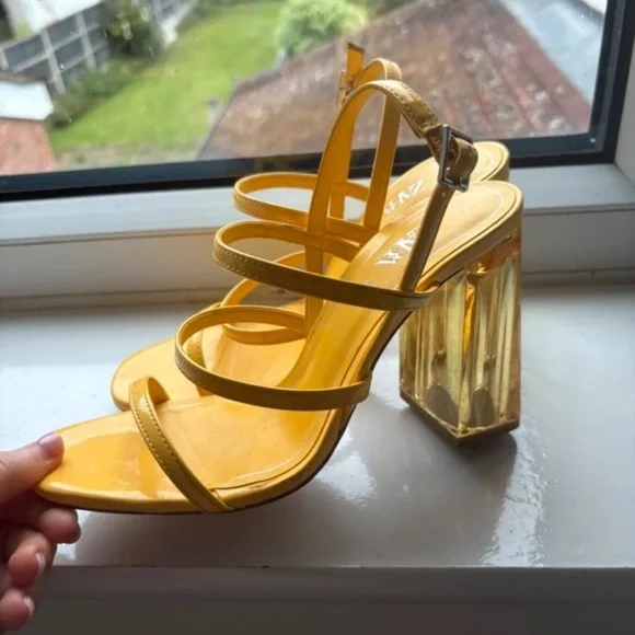 Zara Mustard Strappy Heels - Picture 3 of 3